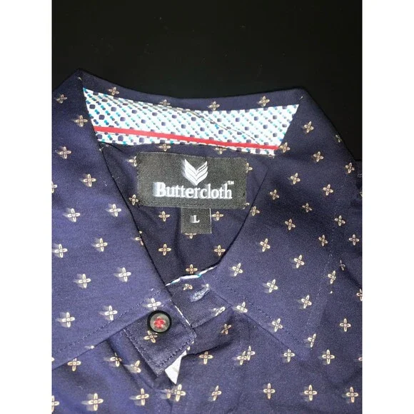 Butter Cloth Shirt Mens L Blue Long Sleeve Button Up Casual Flip Cuff - Picture 4 of 9